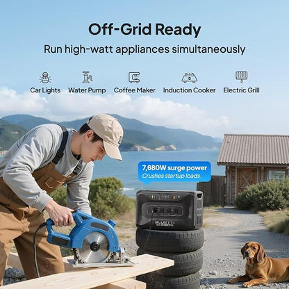 BLUETTI Apex 300 Solar Generator (2025 New) with 350W Solar Panel, 2764.8Wh LFP Battery Backup with 6 3840W AC Outlets (7680W Surge), 120V/240V Dual Voltage, Ideal for Camping and Off-Grid Living