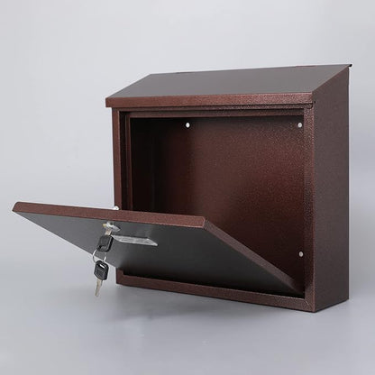 xydled Mail Boxes with Key Lock,Locking Mailbox Wall Mounted, Bronze | Large Capacity, Galvanized Steel Cover Metal Postbox for House,ideal for mail storage, 14 x 12.5 x 4.25 Inches