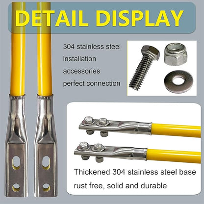 28" Yellow Snow Plow Markers Blade Guides 304 Stainless Steel Joint 3/4''Built-in Steel Wire Never Break for Blizzard Boss SNO-Way Western Snowplows Pickup Truck SUV UTV ATV