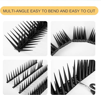 OFFO Bird Spikes Pigeon Outdoor Spikes for Cat Keep Birds Raccoon Woodpecker Away Covers 60 Feet(18.3m), Black