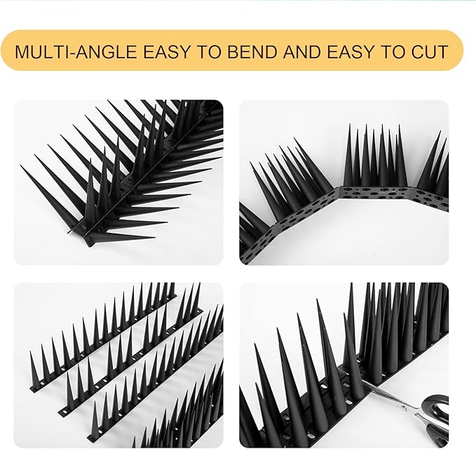 OFFO Bird Spikes Pigeon Outdoor Spikes for Cat Keep Birds Raccoon Woodpecker Away Covers 8 Feet(2.44m), Black