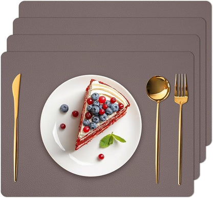 Silicone Placemats Set of 4, Heat Resistant Table Mats,Non-Slip Mats,Waterproof Placemats,Easy to Clean,Dustproof Mats,Perfect for Indoor & Outdoor Dining,12.6 x 17.7 inches by Siliconty (Dark Purple)