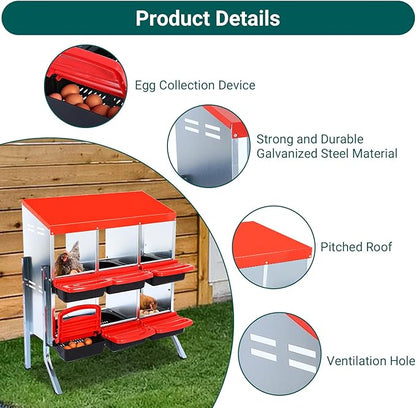 Chicken Nesting Box,Nesting Boxes for Chickens,Roll Away Nesting Boxes,6 Hole 2 Layer Hen Nest Boxes with Legs,Chicken Nesting Boxes,Easy Egg Collection,Cleanable Pull Out Hen Roosting Boxes