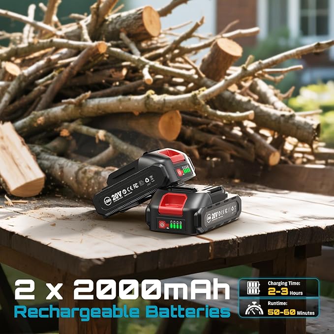 SEESII Mini Chainsaw & Pruning Shears: 6" Electric Saw Brushless & 1.3" Pruner with 2×2.0Ah Batteries, Cordless Combo for Wood Cutting/Branch Trimming, Gardening Tools for Dad Men Husband