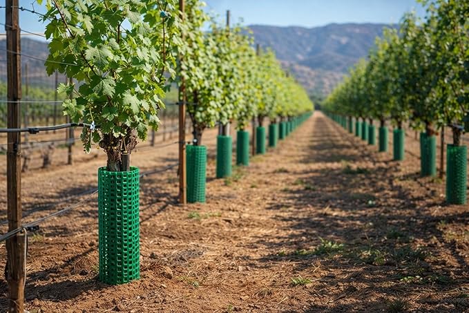 15" Tree Trunk Protector Spiral Guards, Stackable & Adjustable Tree Bark Protectors, Tall Sapling Guards Protect from Weed Eaters, Deer & Rodents, Orchard & Vineyard Vine Protection (60, Green)
