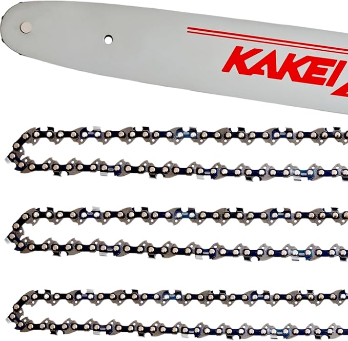 KAKEI 20 Inch Chainsaw Bar& Chain Combo 3/8" Pitch, .050" Gauge, 72 Drive Links (3 Chains+ 1 Bar)