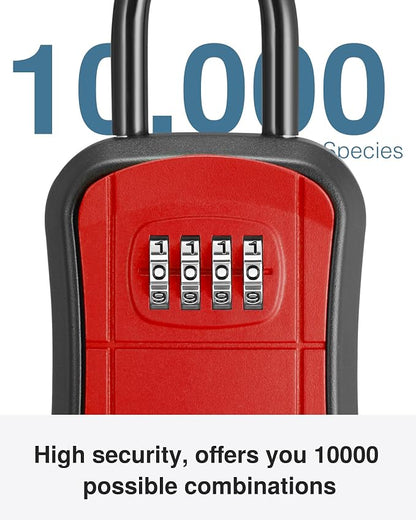 Puroma Key Lock Box Outdoor 4 Digit Code Combination Lockbox House, 1 Red | For Contractors Guest Realtor Storage Keys, Portable, Home Wall Mount, Resettable, Combination, Weatherproof, High-capacity