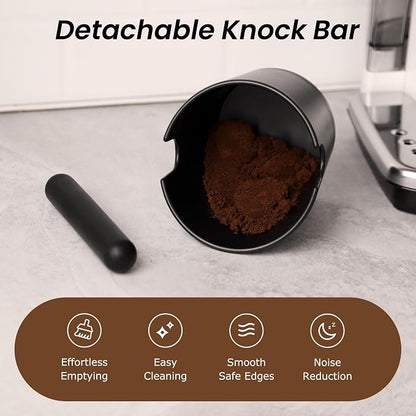 VEVOK CHEF Espresso Knock Box Coffee Knock Box Espresso Bucket Knock Coffee Ground Dump Bin with Removable Knock Bar Trash Can Non-Slip Base