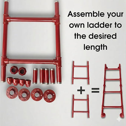 2 Step Wall-Mounted Ladder - Modular System - Assembly Stairs 2-Rung Egress Ladder for Window, Well, Loft, Warehouse, Blanket Rack - Indoor & Outdoor - Certified - Sectional Ladders - Expandable
