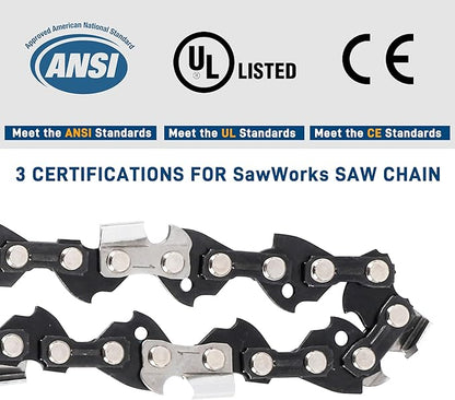 3-Pack 18 Inch Chainsaw Chain, 3/8" LP Pitch .050" Gauge 62 Drive Links Fits EGO CS1800, CS1804, Poulan Pro PR4218, 581562301, Oregon S62, CS1500, DEWALT and More