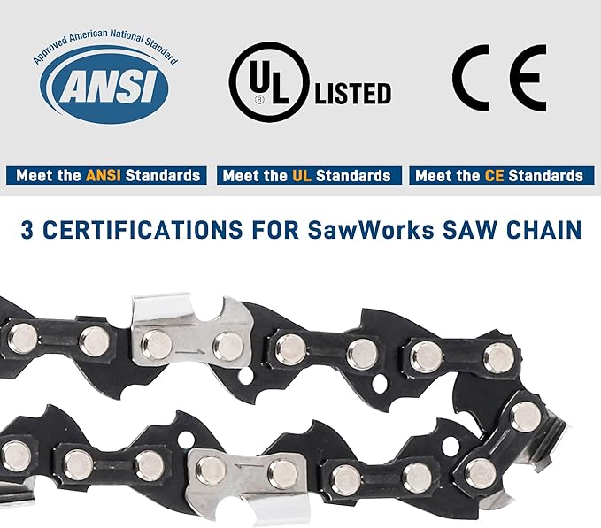 SawWorks 3-Pack 12 Inch Chainsaw Chain SW-R45, 3/8" LP Pitch - .043" Gauge - 45 Drive Links, Compatible with Dewalt DCCS620, DCCS620B, DCCS620P1, DCCS620BR, DWO1DT612, Ryobi RY40500, P548BTL and More