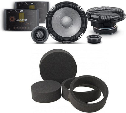 Alpine R2-S652 High-Resolution 2-Way Speaker Set/Pro Series with RKFR65 3-Piece Foam Fast Ring Speaker Enhancement