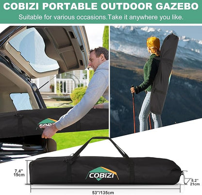 COBIZI 6x6 Pop up Gazebo Tent on Clearance, Ez up Waterproof Screen Tent Screen House with 3 sidewalls,Portable Outdoor Canopy with Carry Bag & Ground Stakes for Camping,Garden and Picnics, Grey