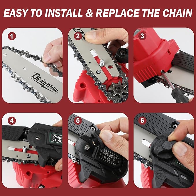 Mini Electric Chainsaw Cordless Brushless, 6 Inch Small Chainsaw Battery Powered, Handheld Chain Saw for Wood Tree Branches Pruning, 4 Chains, 2x 2500 mAh Battery, Garden Tools Christmas Gifts for Dad