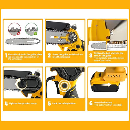Mini Chainsaw Compatible for Dewalt Battery 20V MAX, 8-Inch and 6-Inch 2-IN-1 Cordless Hand-held Chain Saw, Electric Hand Saws for Wood Cutting, Tree Trimming Gift for Men(Tool Only)
