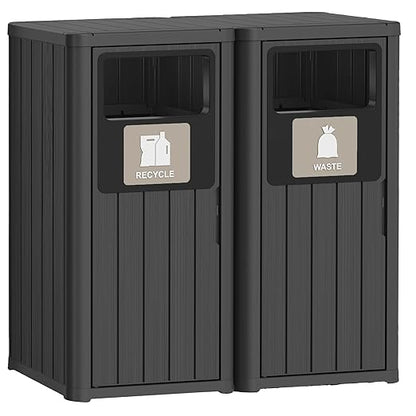 Outdoor Trash Can, Waterproof Resin Garbage Can Indoor and Outdoor Use, Durable & Weather-Resistant Commercial Garbage Can, Outside Trash Bin for Patio, Kitchen
