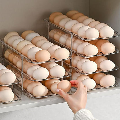 Detachable Egg Storage - 4-Layer Clear Container Box, Stackable Egg Organizer | Large Capacity Storage Rack, Compact Space Saving Design, Durable Kitchen Fridge Pantry Accessory | Efficient Counter O