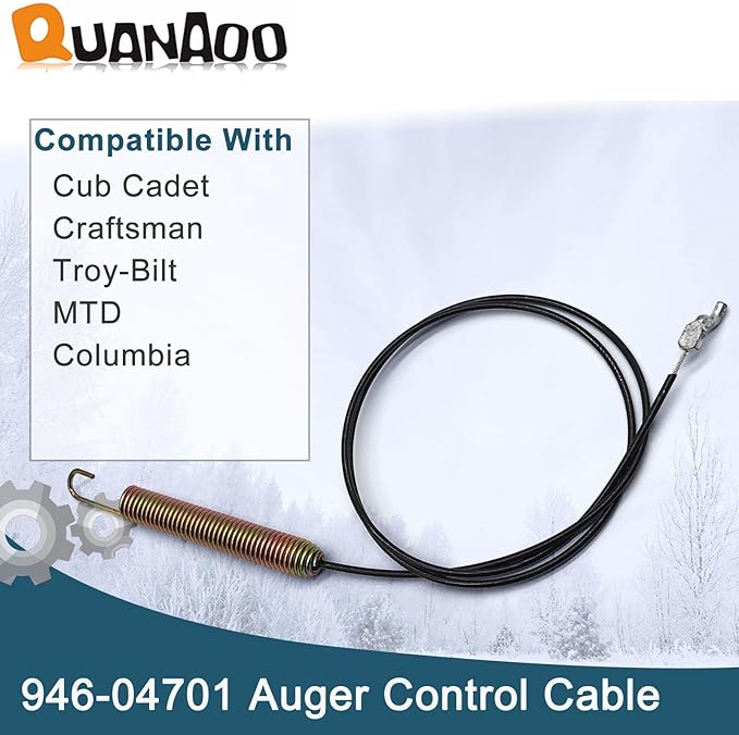 Auger Control Cable 946-04701 for Cub Cadet Craftsman Troy-Bilt MTD Columbia 21" Snow Blowers or Snow Thrower Replace 746-04701 Auger Clutch Cable