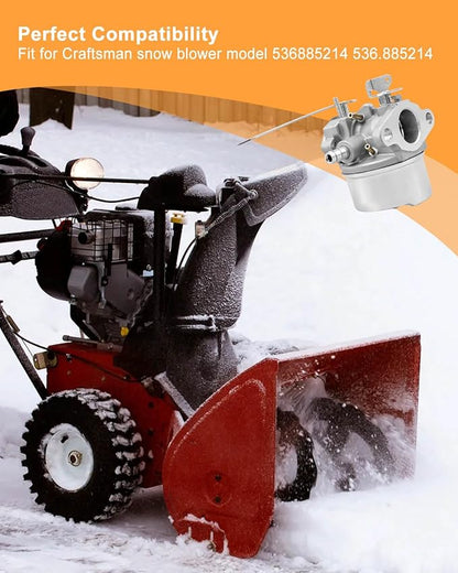 Carburetor Fit for Craftsman 536885214 536.885214 Snow Blower, Engine Carb Tune Up Kit with Fuel Filter Spark Plug Gasket