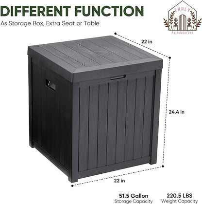 Deck Box, 51 Gallon Package Bin Delivery Box for Outside Front Porch, Small Patio Outdoor Storage Boxes Waterproof, UV Resistant Plastic Resin Pool Storage Bins with lids, Grey