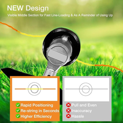 2-Pack String Trimmer Line .095 Compatible with Ego String Trimmer 095 Weed Eater String Pre-Cut Dual Color 3-section Fast-positioning Twisted Trimmer Line Universal Fit Weed Wacker String 14 ft