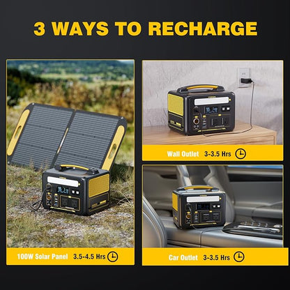 VTOMAN Jump 600X Solar Generator with 200W Solar Panel, 299Wh Portable Power Station with 2x 600W AC Outlets (Surge 1200W) for Outdoor Camping, Vehicle Emergency, Electric Backup