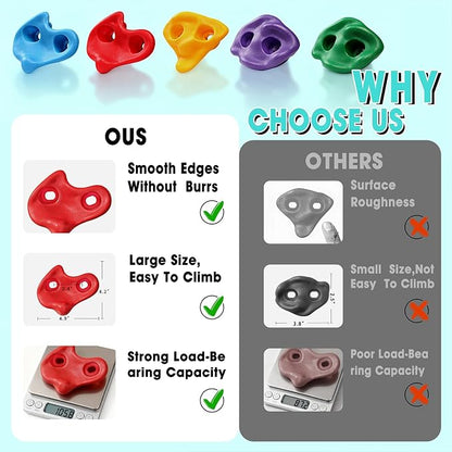 30 PCS Rock Climbing Holds for Kids,Adult Rock Wall Holds Large Climbing Rock Wall Grips for Indoor and Outdoor Playground Play Set with Hardware
