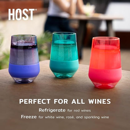 Host Freeze XL Double Wall Insulated Stemless Wine Glasses with Lids, Freezable Tinted Travel Beverage Cups, On the Go Chiller Tumblers, Outdoor Gifts for Women, Moms, 12 oz, Set of 2, Pink Blush