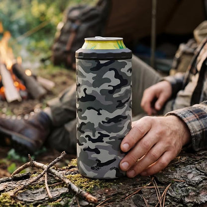 Camouflage Can Cooler 12oz - Travel Mug Cups - Stainless Steel Insulated for Men Dad Grandpa Boyfriend Buddy - Tumbler Cans Koozie, Gift for Christmas, Birthday, Father's Day