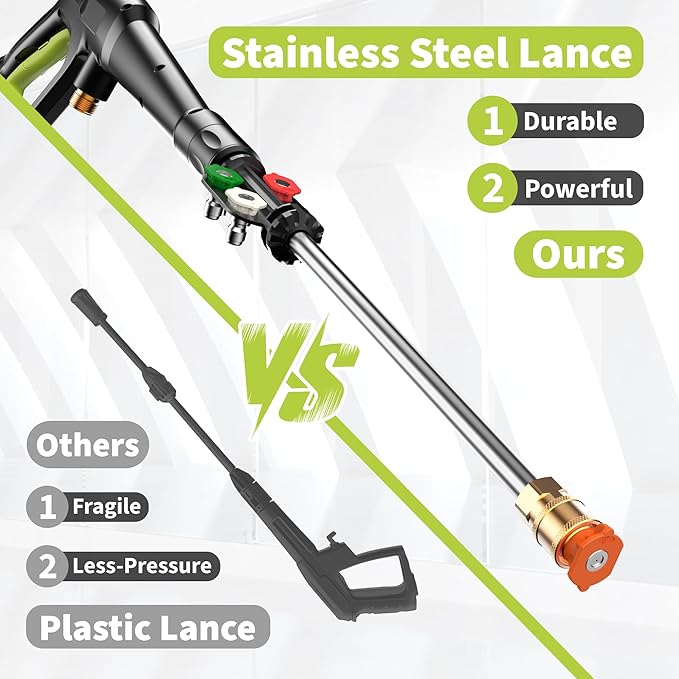 4000 Max Adjustable PSI Pressure Washer, 2 Max GPM Power Washer with 33 FT Hose Reel, Steel Wand, 500ml Foam Cannon, 4-Nozzle Set, Electric Pressure Washer for Cars, Fences, Patios