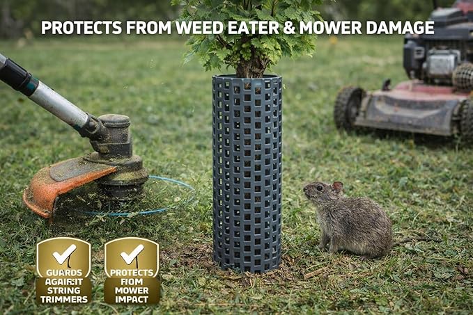 15" Tree Trunk Protector Spiral Guards, Stackable & Adjustable Tree Bark Protectors, Tall Sapling Guards Protect from Weed Eaters, Deer & Rodents, Orchard & Vineyard Vine Protection (60, Slate)