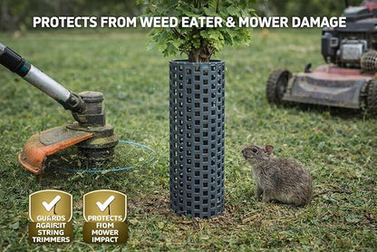 15" Tree Trunk Protector Spiral Guards, Stackable & Adjustable Tree Bark Protectors, Tall Sapling Guards Protect from Weed Eaters, Deer & Rodents, Orchard & Vineyard Vine Protection (60, Slate)