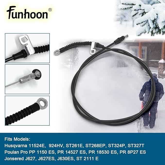 585271601 Deflector Control Cable for Husqvarna 924 HV, ST 230 E, ST 261 E, ST 268 EP, ST 276 EP, ST 324 P, ST 327 T, Poulan, Jonsered Snow Blowers Replaces 532420672 532421164