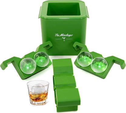 The Mixologer Antarctic Ice Maker | Set of 4 | Clear Ice Ball Maker with Lid, Easy to Use, Ice Molds Perfect for Cocktails, Whiskey, Bourbon, Brandy