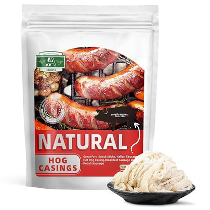 Natural Hog Sausage Casing, Edible Casings for Sausage Making, Grade A, Great for Snack Sticks, Italian Sausage, Hot Dog Casing, Breakfast Sausage Links and Most Sausage -10M/32ft,Φ36-38mm
