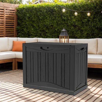 Outdoor Resin Storage Deck Box, 45 Gallon Capacity, Weather-Resistant, Black