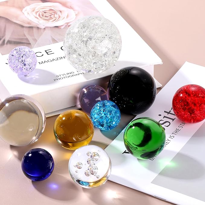 uxcell 20mm/0.8" Crystal Sphere Ball Glass Solid Decorative Sphere Crystal Ball Prop Ornament for Feng Shui Divination Fortune Telling Tabletop Fountain Decoration, Lake Blue