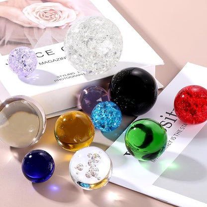 uxcell 30mm/1.2" Crystal Sphere Ball Glass Solid Decorative Sphere Crystal Ball Prop Ornament for Feng Shui Divination Fortune Telling Tabletop Fountain Decoration, Gold Yellow