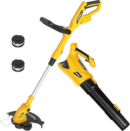 2-in-1 Cordless Leaf Blower and String Trimmer Combo Compatible with Dewalt 20V Battery, 500CFM/150MPH Electric Leaf Blower, 12-Inch Cordless Weed Wacker/Weed Eater/Grass Trimmer (Bare Tool)