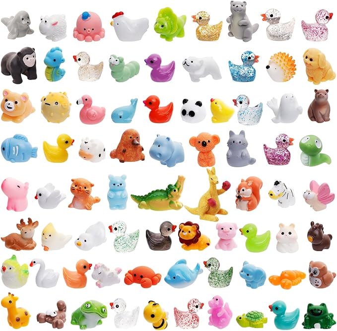 80 Pcs Mini Resin Animals 80 Styles Resin Animals Figurines Bulk for Fairy Garden Miniature Dollhouse Accessories Hide Crafts Decor