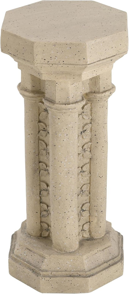 Decorative Roman Column Pedestal Column Plant Stand, Vintage European Style Classical Garden Pillar, Indoor Outdoor Decor, Pedestal Columns Plants Standing for Entryway Garden Yard Home (Sand/23.25"H)