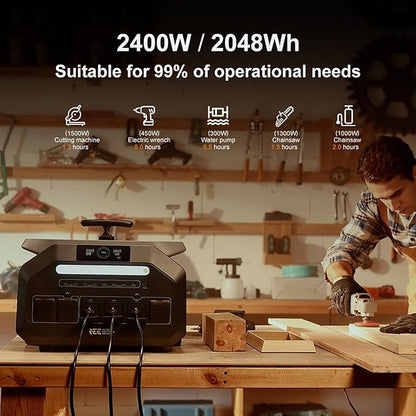 IEE 2048Wh/2400W Solar power station With 2 * 200W Solar Panel,P2400 Solar Generator(4800W Peak),1800W Super Fast Charging, APP Control Emergency Power Station for Home, Camping,Power Outages