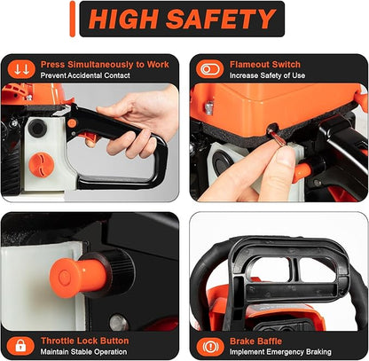 58cc Gas Chainsaw, 20 Inch Gas Powered Chainsaws with Tool Bag, 3.6HP 2-Cycle Handheld Cordless Petrol Gasoline Chain Saw for Cutting Tree Wood Trimming Garden Farm