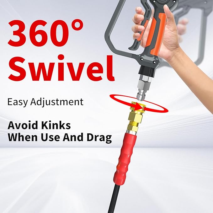 Pressure Washer Hose 200FT, 3/8" Power Washer Hose Steel Wire Braided with Swivel Quick Connect, Commercial Grade Industrial High Pressure Water Washing Hose (4800PSI, 200FT)