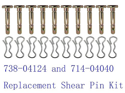 10 PK 738-04124A and 714-04040 Shear Pins and Cotter Pins for Cub Cadet Troy Bilt Snow Throwers