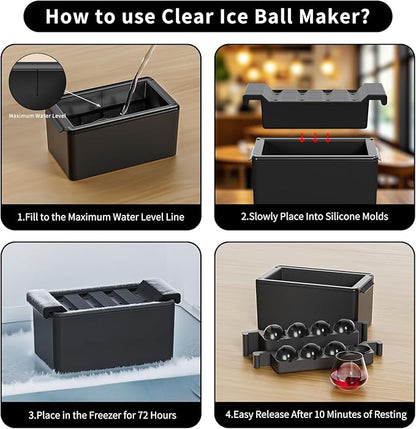 Clear Ice Ball Maker,8 Cavity Ice Sphere Mold for Whiskey,1.94" Whiskey Ice Ball Mold,Idea Gifts for Dad Boyfriend Boss Men who Have Everything
