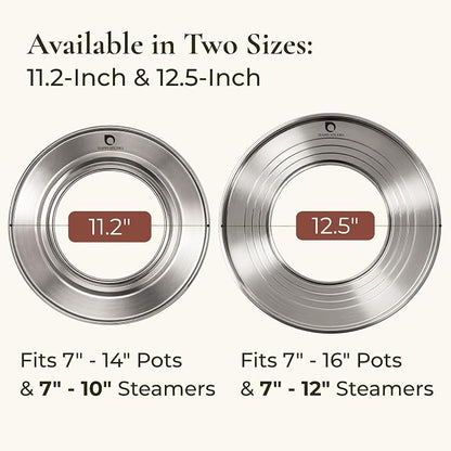 Stainless Steel Steamer Ring for Bamboo Steamer Basket 12-Inch | Fits 7 - 12 Inch Dumpling Steamer Baskets - Ring Adapter for Woks & Pots for Cooking Dim Sum, Rice, Bao Buns, Vegetables