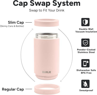 DUALIE 3 in 1 Insulated Can Cooler - 15+ Colors - Universal Size for 12 oz Cans, Slim Cans, and Bottles
