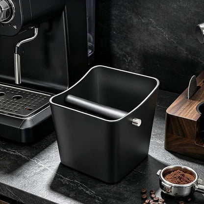 Espresso knock box,Coffee grounds pucks knock box,Coffee Knock Box with Removable Knock Bar and Non-Slip Rubber Base,Shock-Absorbent Durable Espresso Accessories (Black)