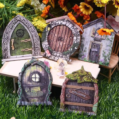 Red Streak Whimsical Miniature Fairy Door - Handcrafted 3D Mini Woodland Portal Tree Accessory for DIY Garden Landscapes, Terrarium Decor & Collector's Fantasy Displays